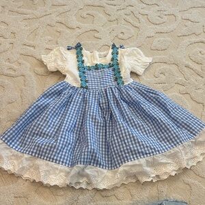 3t Trish scully Dorothy dress - Blue and White Gingham Dress with Floral Accents